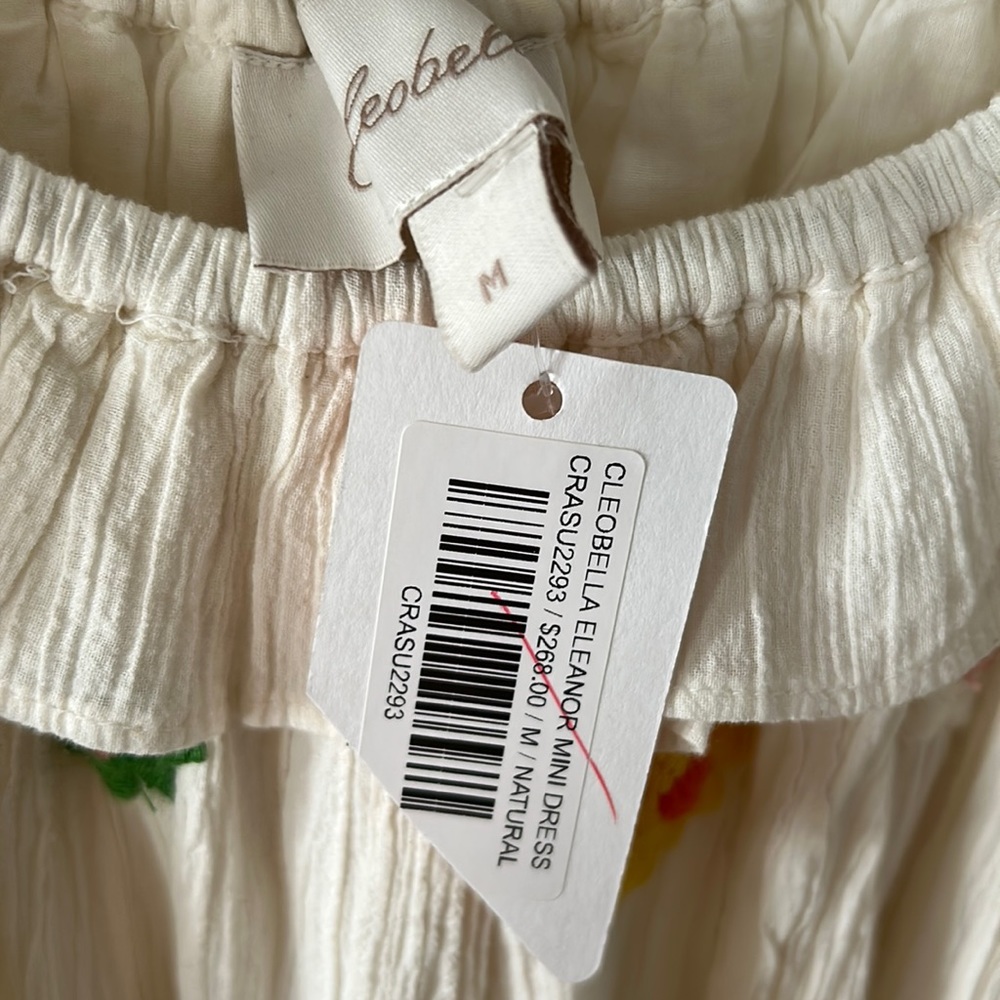 Cleobella Cream Mini Dress with Red, Yellow, Green Floral Embroidery - Picture 2 of 3